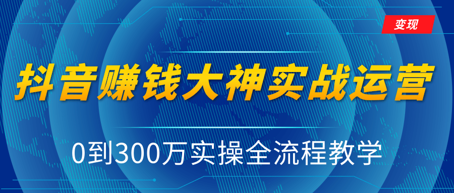 抖音赚钱大神实战运营教程，0到300万实操全流程教学，抖音独家变现模式-葛仙仙资源库