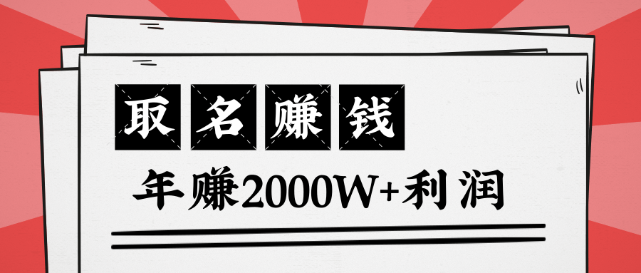 王通：不要小瞧任何一个小领域，取名技能也能快速赚钱，年赚2000W+利润-葛仙仙资源库