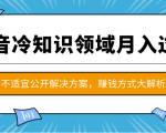 抖音冷知识领域月入过万项目,不适宜公开解决方案 ,抖音赚钱方式大解析!-葛仙仙资源库