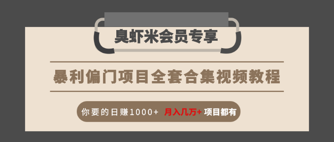 暴利偏门项目全套合集视频教程：你要的日赚1000+月入几万+项目都有-葛仙仙资源库