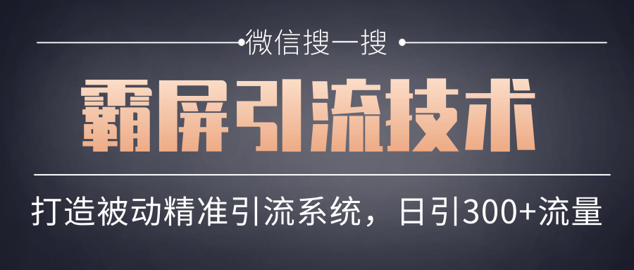 微信搜一搜霸屏引流技术，打造被动精准引流系统，轻松日引300+流量-葛仙仙资源库