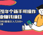 20多个新手可操作的副业赚钱项目：业余时间0基础日入几500+实操分享-葛仙仙资源库