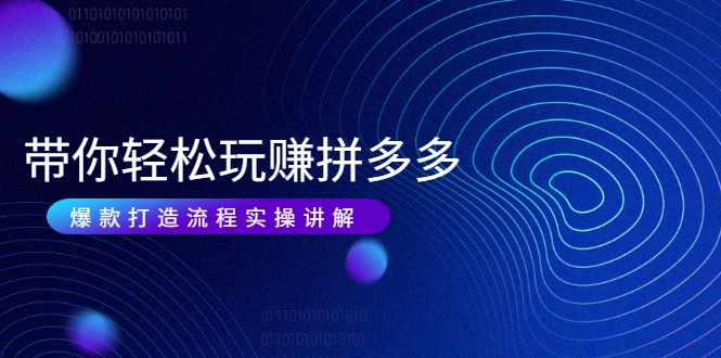 带你轻松玩赚拼多多：花的少 赚的多 爆款更简单 爆款打造流程实操讲解-葛仙仙资源库