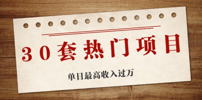 30套热门项目：单日最高收入过万 (网赚项目、朋友圈、涨粉套路、抖音、快手)等-葛仙仙资源库