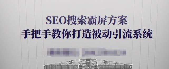 SEO搜索霸屏方案，手把手教你打造被动引流系统【视频课程】-葛仙仙资源库