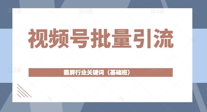 视频号批量引流，霸屏行业关键词（基础班）全面系统讲解视频号玩法-葛仙仙资源库