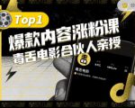 【毒舌电影合伙人亲授】抖音爆款内容涨粉课，5000万抖音大号首次披露涨粉机密-葛仙仙资源库