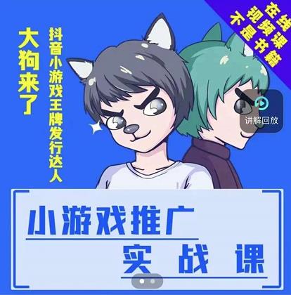 大狗来了：小游戏推广实战课，带你搭建一个游戏推广变现账号-葛仙仙资源库