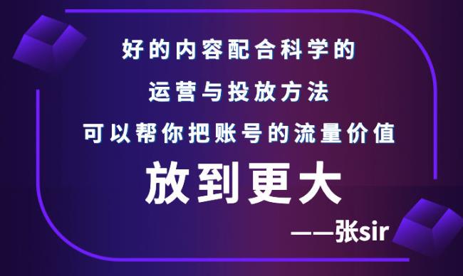 张sir账号流量增长课，告别海王流量，让你的流量更精准-葛仙仙资源库