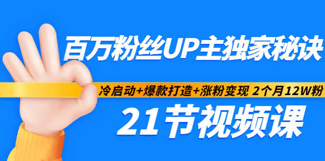 百万粉丝UP主独家秘诀：冷启动+爆款打造+涨粉变现2个月12W粉（21节视频课)-葛仙仙资源库