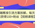 高端精准引流方案拆解,每天轻松获得100+粉丝【视频课程】-葛仙仙资源库
