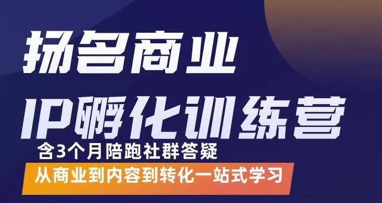 杨名商业IP孵化训练营，从商业到内容到转化一站式学 价值5980元-葛仙仙资源库