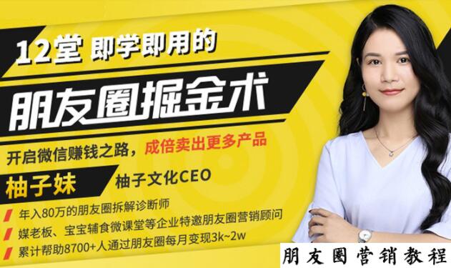 【营销必学】12堂学之即用的朋友圈掘金术：开启你的副业赚钱之路-葛仙仙资源库