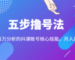 五步撸号法，掌握百万分析的抖课账号核心技能，从逻辑到实操-葛仙仙资源库