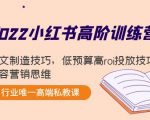 2022小红书高阶训练营:爆文制造技巧,低预算高roi投放技巧,内容营销思维-葛仙仙资源库