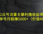 公众号流量主暴利撸收益项目,单人单号月稳赚5000+(价值480元)-葛仙仙资源库
