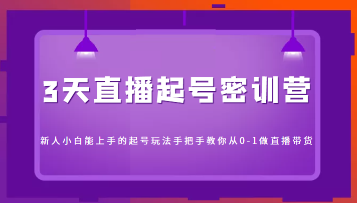 3天直播起号密训营，新人小白能上手的起号玩法，手把手教你从0-1做直播带货-葛仙仙资源库