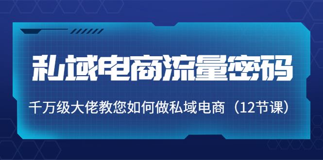 私域电商流量密码：千万级大佬教您如何做私域电商（12节课）-葛仙仙资源库