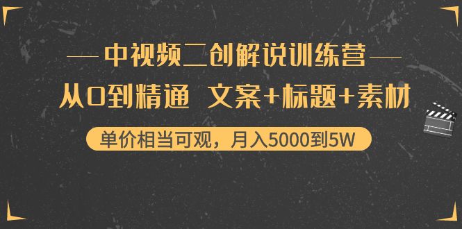 中视频二创解说训练营：从0到精通 文案+标题+素材、月入5000到5W-葛仙仙资源库