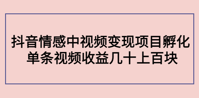 副业孵化营第5期：抖音情感中视频变现项目孵化 单条视频收益几十上百-葛仙仙资源库