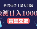 日收益1000+的交友盲盒副业丨有手就行的抖音快手暴力引流-葛仙仙资源库