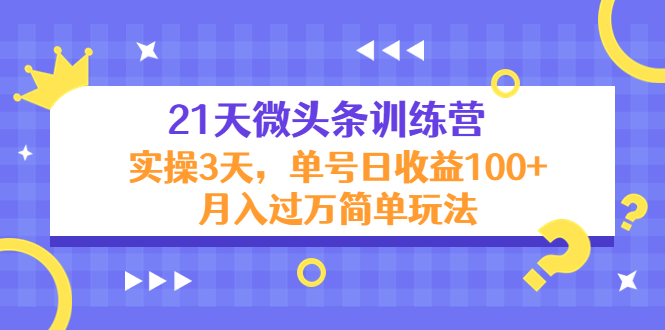 21天微头条训练营，实操3天，单号日收益100+月入过万简单玩法-葛仙仙资源库