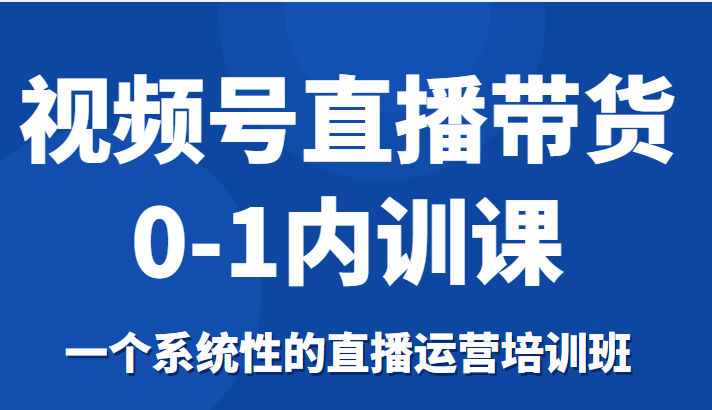 视频号直播带货0-1内训课，一个系统性的直播运营培训班-葛仙仙资源库