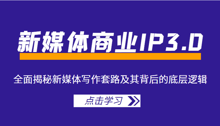 新媒体商业IP3.0，全面揭秘新媒体写作套路及其背后的底层逻辑（价值1299元）-葛仙仙资源库