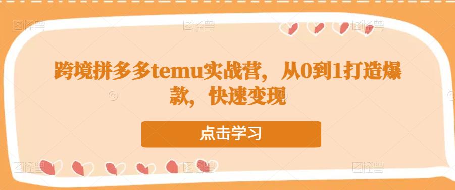 跨境拼多多temu实战营，从0到1打造爆款，快速变现-葛仙仙资源库