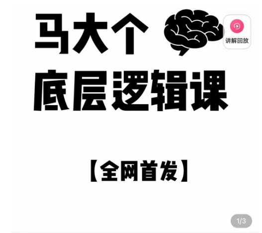 马大个·底层逻辑课，51节底层逻辑智慧课-价值1980元-葛仙仙资源库