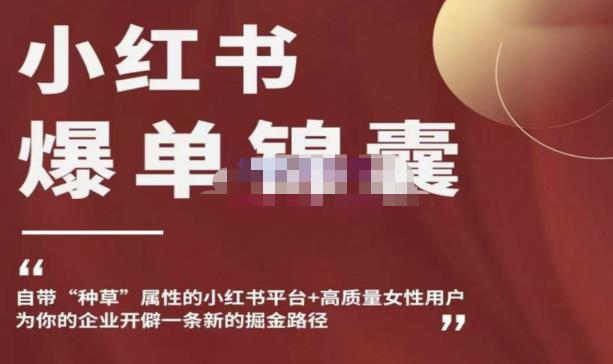 小红书爆单锦囊，自带种草属性+高质量女性用户，为你的企业开辟一条新的掘金路径-葛仙仙资源库