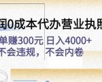 高利润0成本代办营业执照项目:一单赚300元日入4000+不会违规,不会内卷-葛仙仙资源库