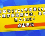 D1G馆长2023年收费990的抖音小程序变现新玩法,单号轻松日入200+-葛仙仙资源库