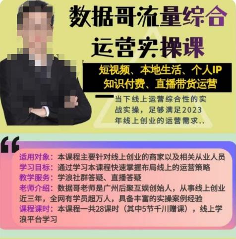 数据哥流量综合运营实操课：短视频、本地生活、个人IP知识付费、直播带货运营-葛仙仙资源库