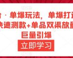 万相台·单爆玩法，单爆打造流程+单品快速测款+单品双渠放量+単品巨量引爆-葛仙仙资源库