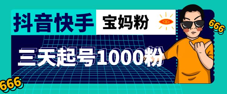 抖音快手三天起号涨粉1000宝妈粉丝的核心方法【详细玩法教程】-葛仙仙资源库