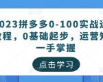 2023拼多多0-100实战运营教程,0基础起步,运营知识一手掌握-葛仙仙资源库