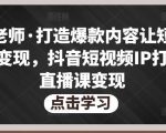 不韦老师·打造爆款内容让短视频快速变现,抖音短视频IP打造及直播课变现-葛仙仙资源库