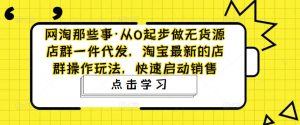 网淘那些事·从0起步做无货源店群一件代发,淘宝最新的店群操作玩法,快速启动销售-葛仙仙资源库