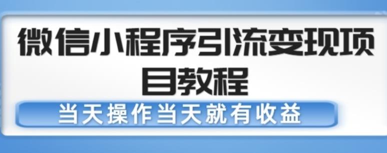 微信小程序引流变现项目教程，当天操作当天就有收益，变现不再是难事-葛仙仙资源库