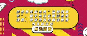 拼多多实战宝典“初级到高手”,新手小白必看拼多多课程,带你全方位解读拼多多各种玩法-葛仙仙资源库