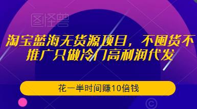 淘宝蓝海无货源项目，不囤货不推广只做冷门高利润代发，花一半时间赚10倍钱-葛仙仙资源库
