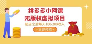 黄岛主·拼多多小网课无版权虚拟项目分享课：起店之后每天100-200收入-葛仙仙资源库