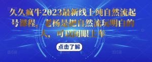 久久疯牛2023最新线上纯自然流起号课程,老杨是把自然流玩明白的人,可以闭眼上车-葛仙仙资源库