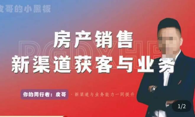 皮哥·房产销售新渠道获客与业务，​打造新时代房产经纪达人，助力行业新人成长为业内精英-葛仙仙资源库