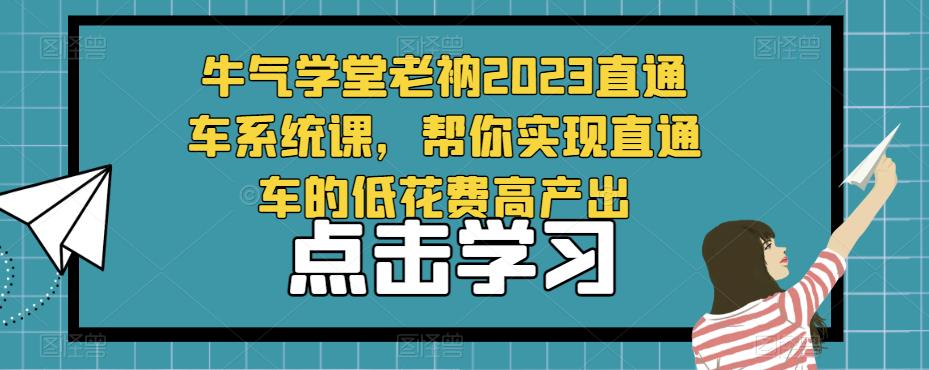 牛气学堂老衲2023直通车系统课，帮你实现直通车的低花费高产出-葛仙仙资源库