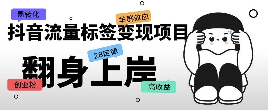 抖音流量标签变现项目，抖音创业粉轻松转化，单价高收益简单-葛仙仙资源库