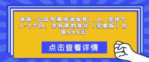 坏坏-公众号搞钱训练营1.0,坚持个1-2个月,会有质的变化(完整版)价值999元-葛仙仙资源库