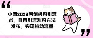 小淘2023网创类粉引流术,自用引流涨粉方法发布,实现被动流量-葛仙仙资源库