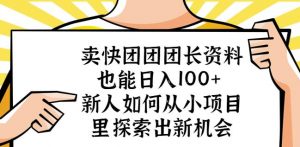 卖快团团团长资料也能日入100+新人如何从小项目里探索出新机会-葛仙仙资源库